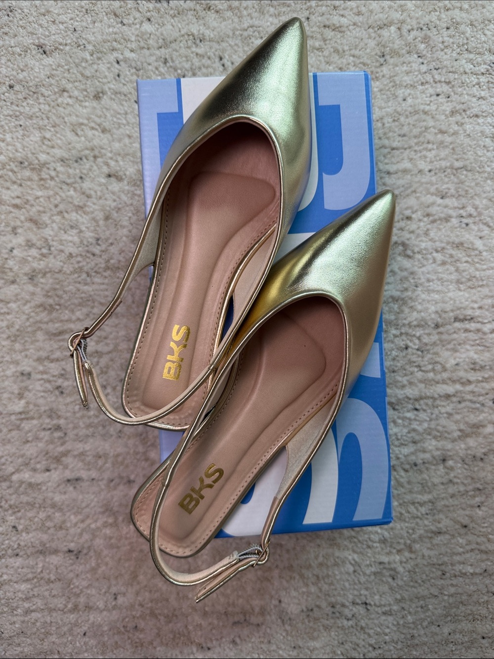 Bakers Metallic Gold Pointed Slingback Flats